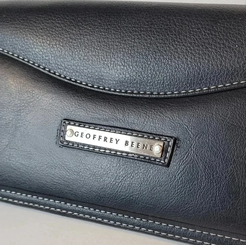 GEOFFREY BEENE Black Leather Tie Case Holder Travel Case Vintage